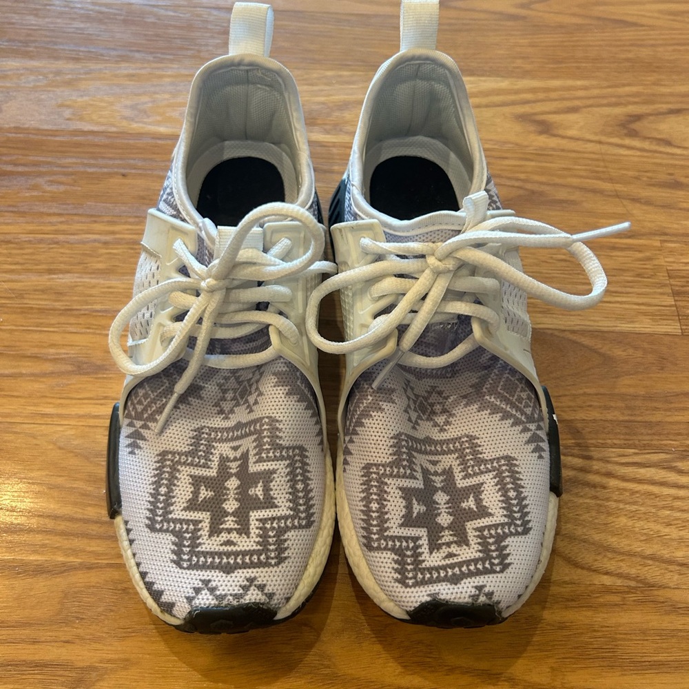 White and Gray Patterned Sneakers